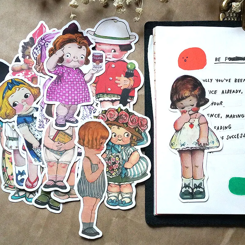 19pcs Vintage doll stickers handbook Stickers DIY Craft Photo Albums Sticker/Scrapbooking Stickers