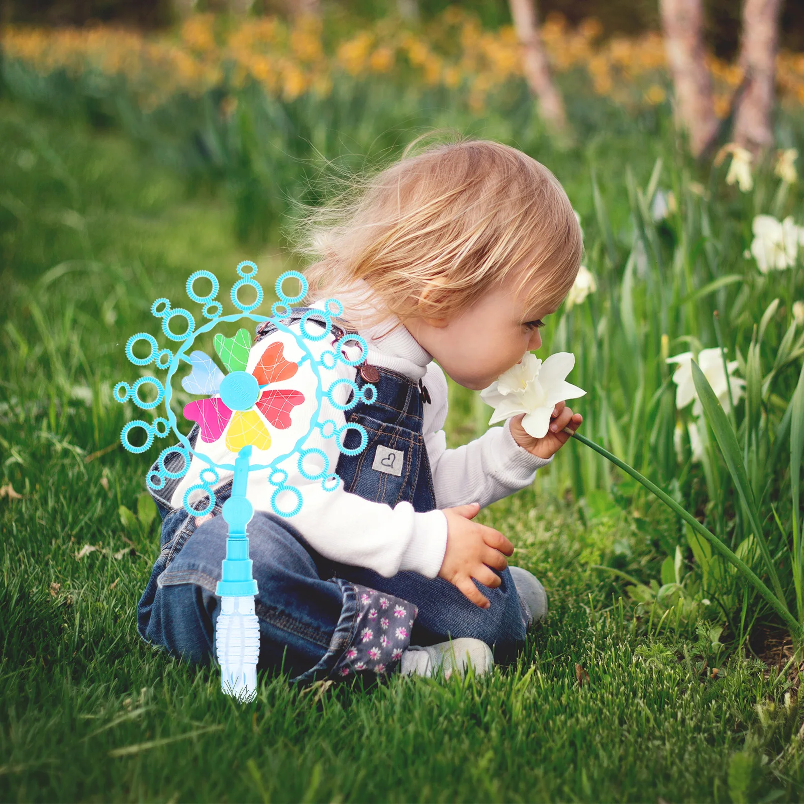 

Windmill Bubble Machine Automatic Bubbles Blower Toy Blue Kids Outdoor Fun Cartoon Plaything Sturdy Bubble Maker For