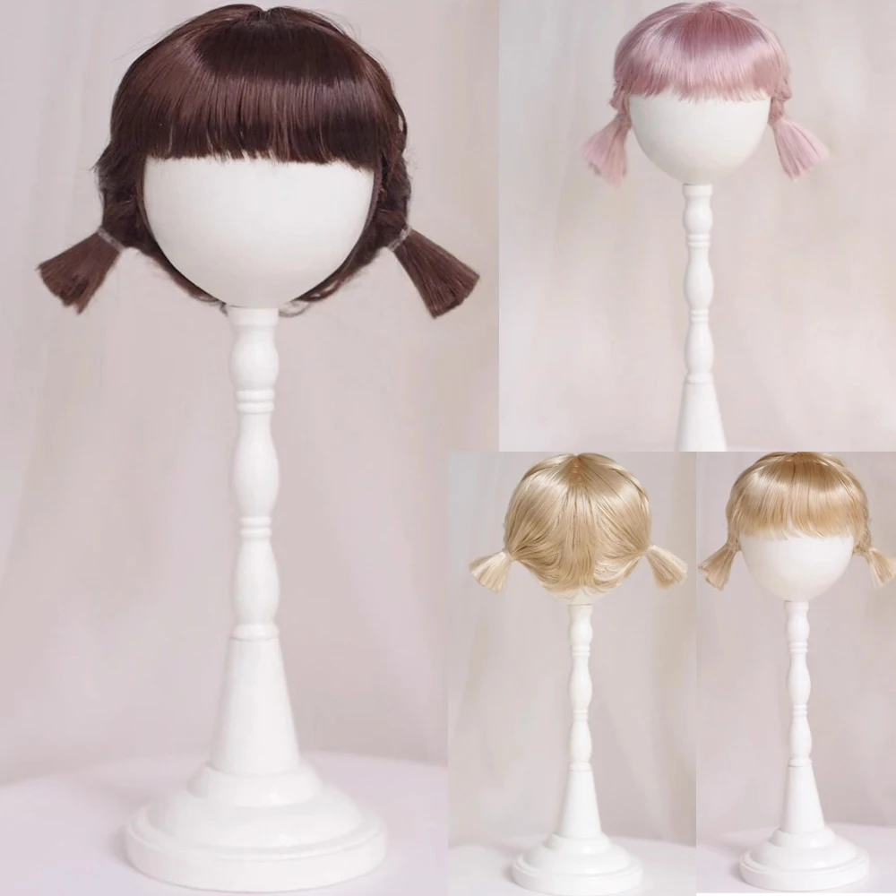 

D09-P361 children handmade toy 1/8 1/6 1/4 1/3 MSD bjd doll wig Mohair milk tea brown red braid 1pcs