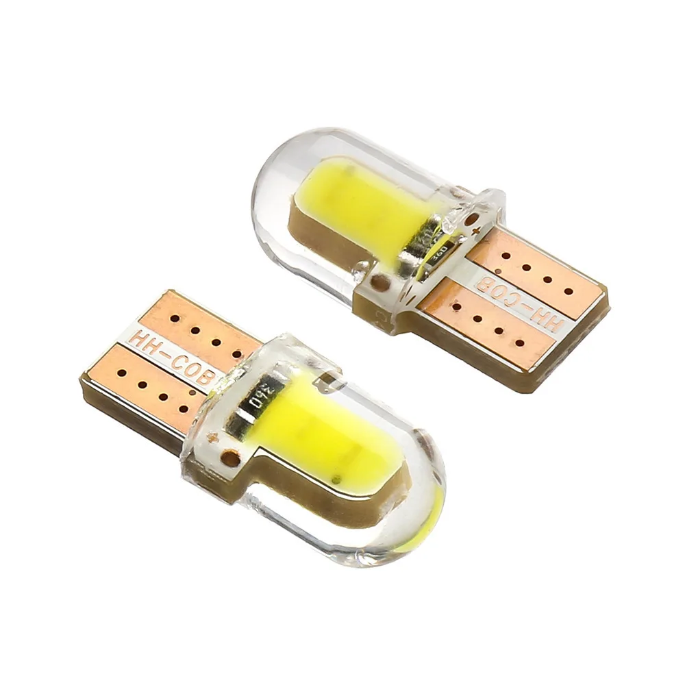 シリカゲル-LED電球,白,赤,青,黄,ピンク,10個,t10,194,5w,8smd,ライセンスランプ電球,DC 12v