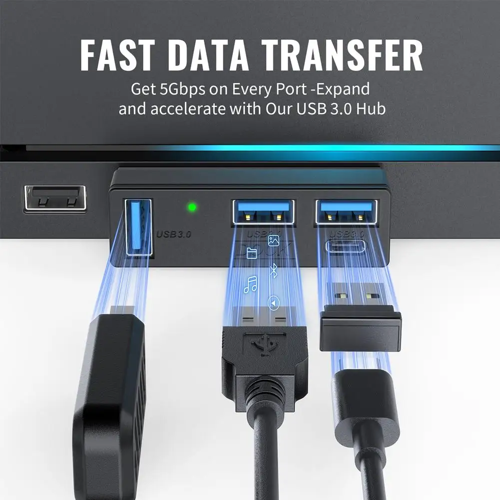 

New 4 in1 USB 3.0 Hub Compatible With PS5 & PC & Steam Machine Portable Ultra-Fast Expander For Gaming & Data Transfer Accessory