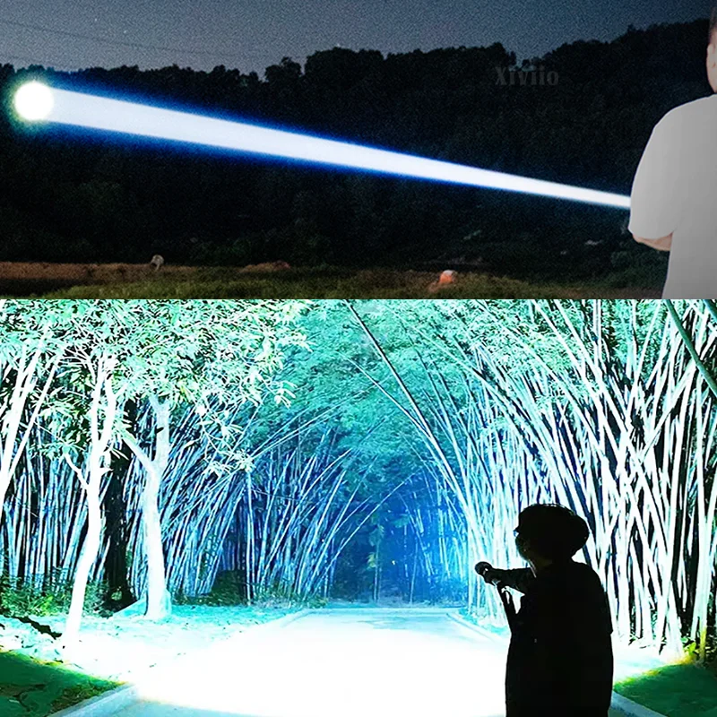 2025 Upgrade Super Bright Flashlight Rechargeable Zoom Tactical Torch 12000mAh High Powerful LED Camping Flashlight Lighting 4km