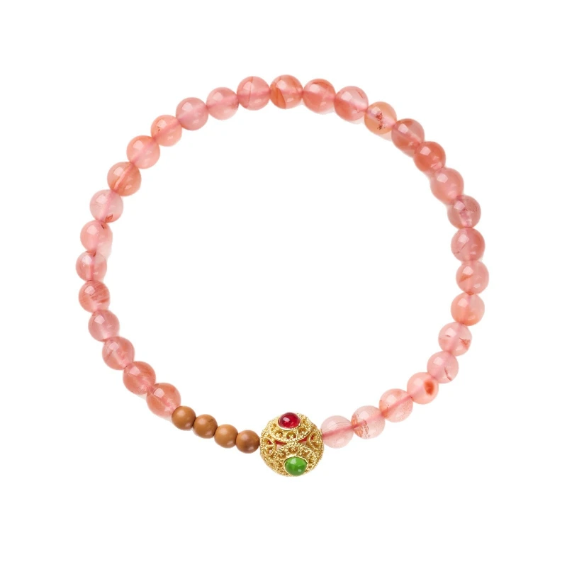 

Red Agate Olive Pit Beaded Bracelet for Women Hollow Bead Buddhist Prayer Beads Elegant Hand Jewelry Gifts