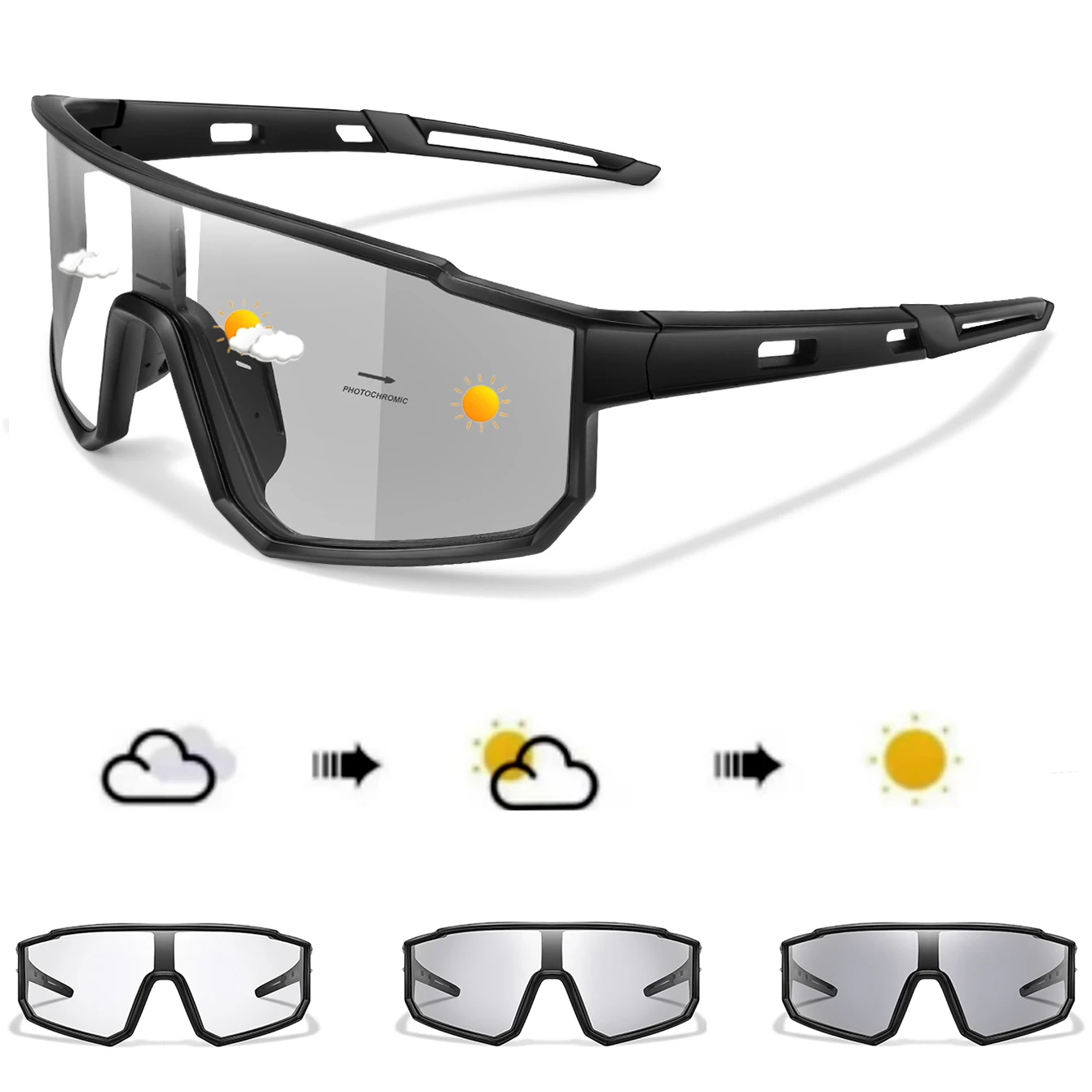 AliExpress LOISRUBY Men Women's Fashion Sports Photochromic Cycling Sunglasses Bicycle Windproof Eyewear Unisex Hiking Camping Driving Glasses
