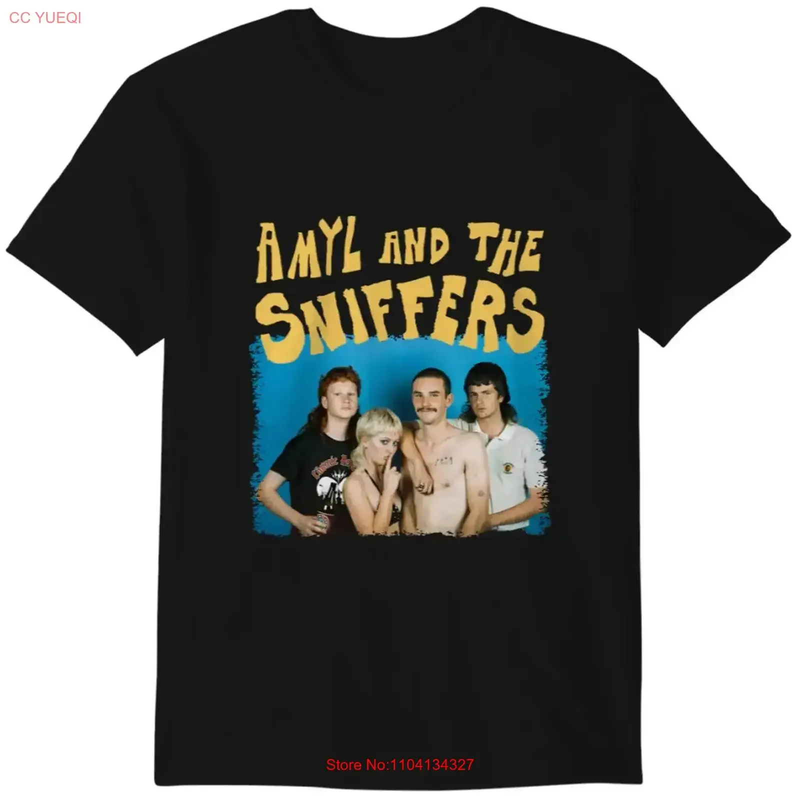 New Amyl And The Sniffers Band Members Heavy Cotton Black T Shirt BT419 vintage Washed Unisex homme Versatile graphic