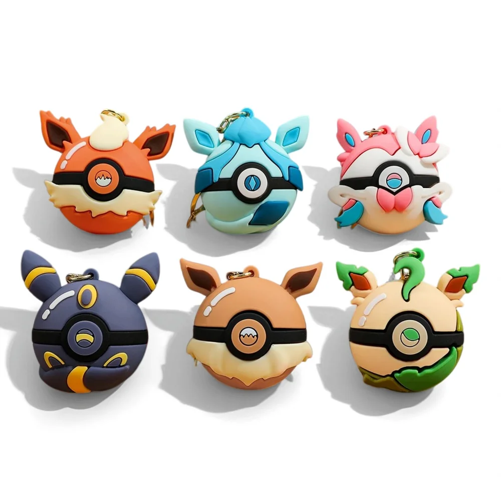 Image of Poké-Ball Schlüsselanhänger-Set, PVC Pokémon Ball Schlüsselanhänger, Offizieller Anime-Sammler-Schlüsselring für Autoschlüssel, Taschenanhänger, Geschenk