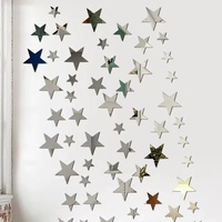 20pcs Acrylic Star Mirror Wall Sticker Cartoon Starry Wall Stickers For Kids Rooms Wall Decals Home Decor Cute Stars Art Mural
