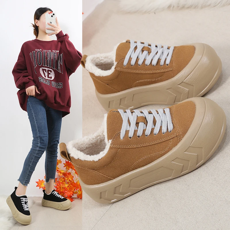 

Matsuke Thick Sole Women's 2024 New Autumn and Winter Velvet Warm Bread Cotton Shoes, Internet Red Ugly Cute Shoes