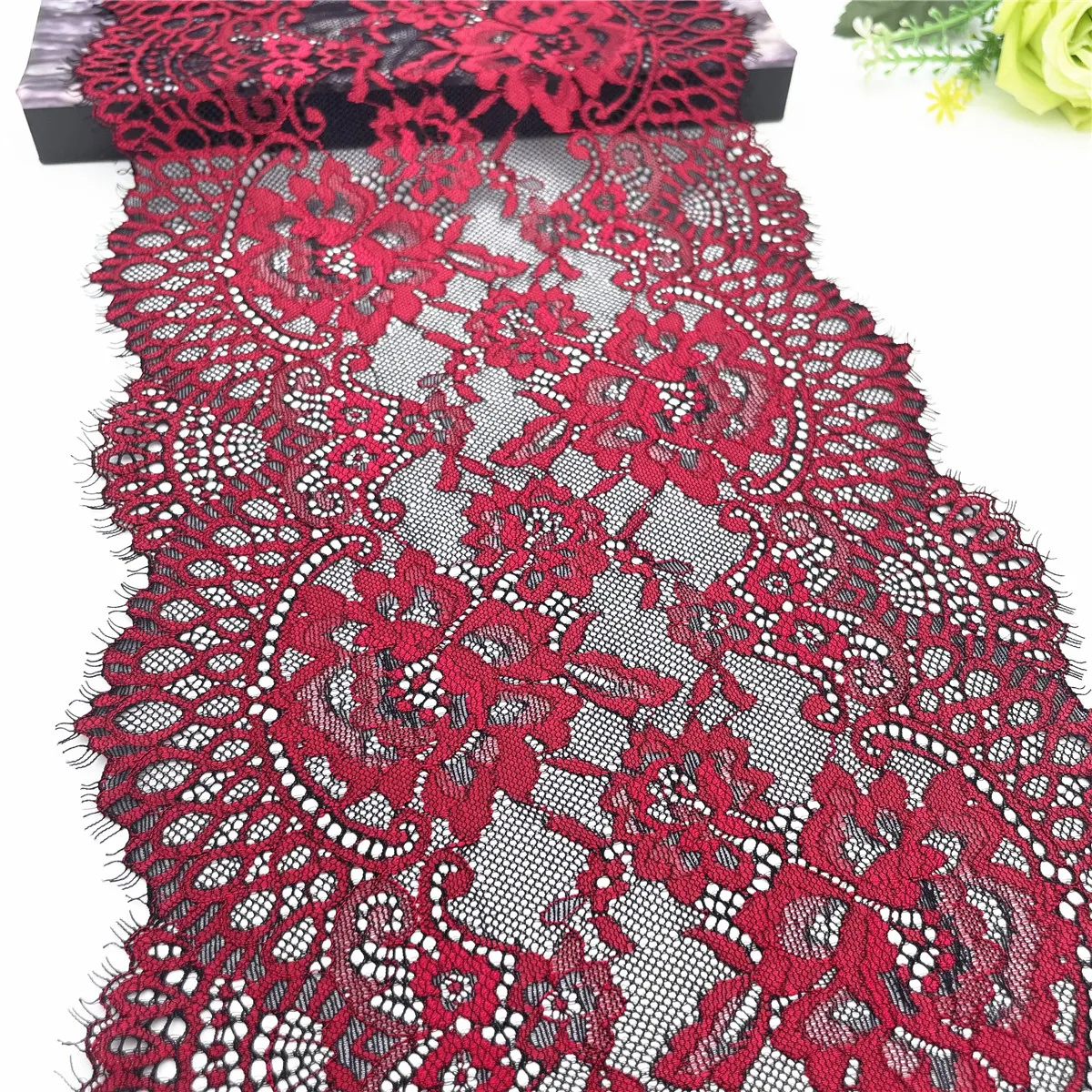 3y/lot 6 Colors 23cm Elastic Eyelash Lace Trim For Dress Clothes Skirt Hem Underwear Sewing Craft DIY Apparel Fabrics Lace