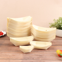 50pcs Sushi Wood Boat Natural Bamboo Disposable Salad Dessert Pine Cake Boat Snack Bowl Sushi Tray Disposable Wood Serving  Boat