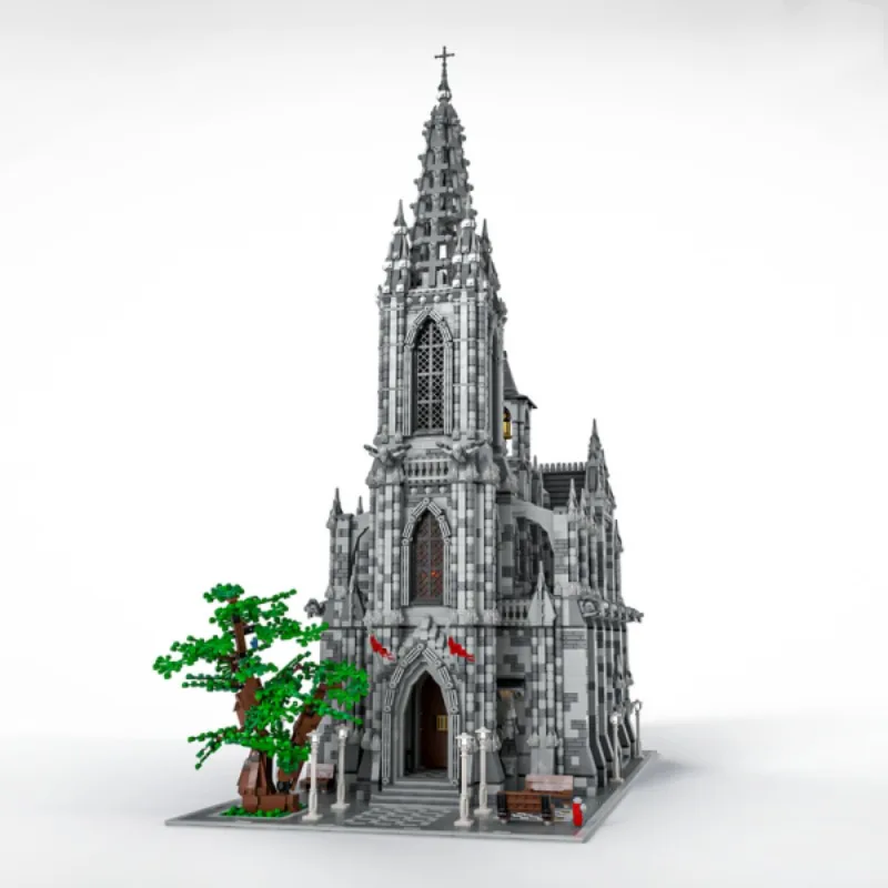 22007PCS MOC Medieval Cathedral Building Blocks Architecture Street View castle Model DIY Puzzle Toy for Children Birthday Gift