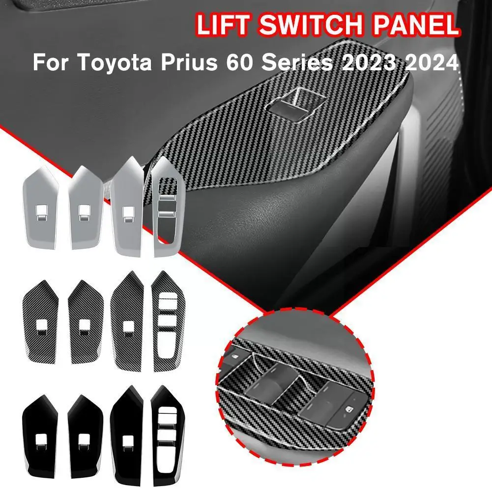 

RHD For Toyota Prius 60 Series 2023 2024 Interior Car Carbon Fiber Window Glass Lift Button Switch Cover Trim Door Armrest Y6Z5