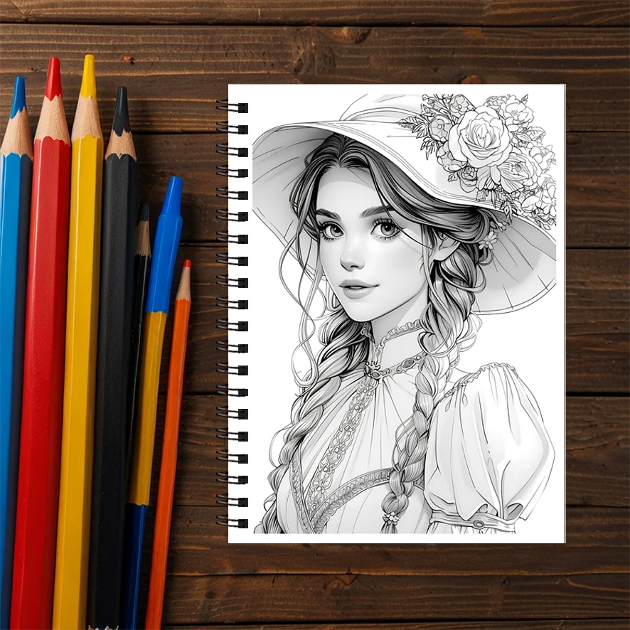 Adult Coloring Book 8.3x11.2 Inches 22 Pages Beauty Character Design Stress Relief Emotion Positivity Focus