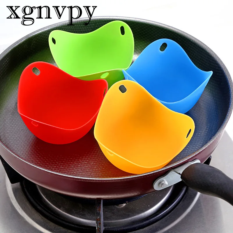 xgnvpy 3PCS Colorful Silicone Egg Steamer Holder Baking Pan Mould Kitchen Tool Practical Gadget for Egg Cooking and Baking