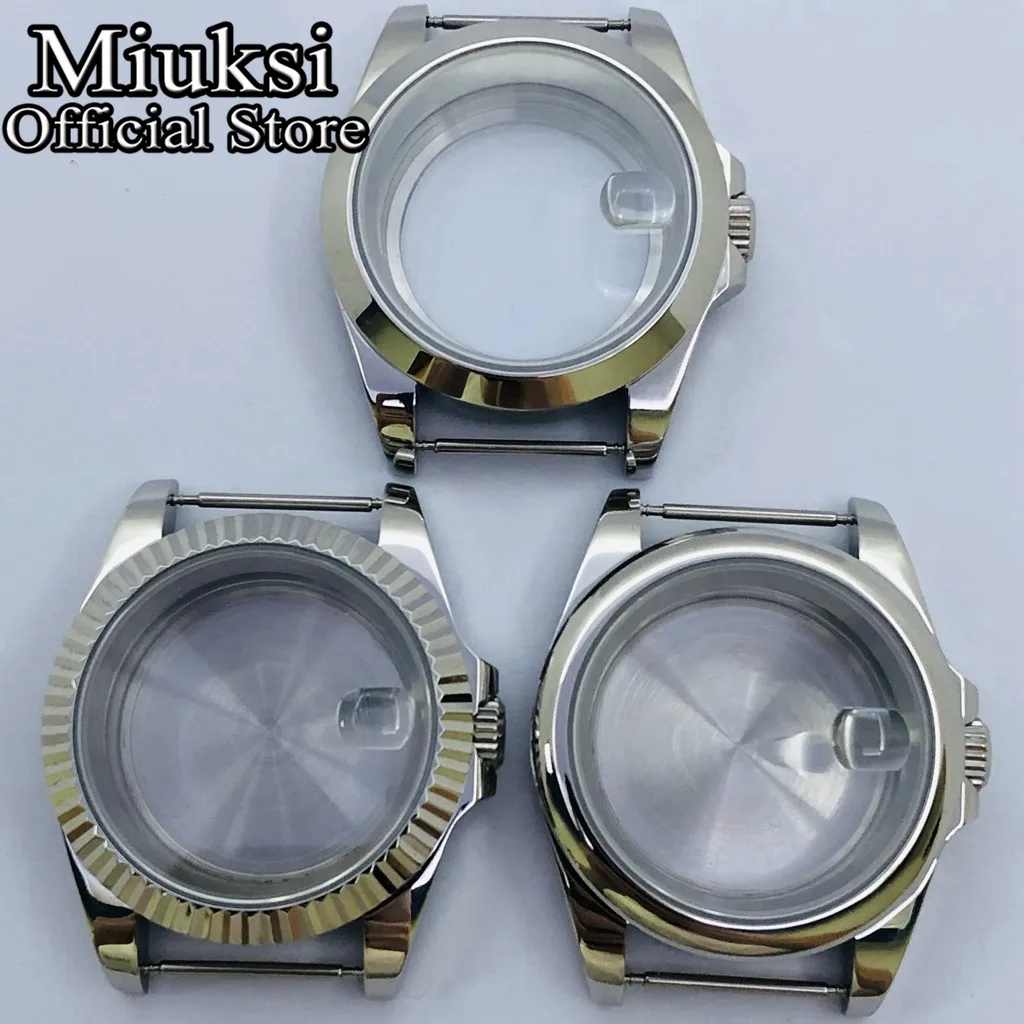 Miuksi 36mm/40mm silver gold black watch case sapphire glass fit NH35 NH36 NH34 ETA2824 PT5000 movement