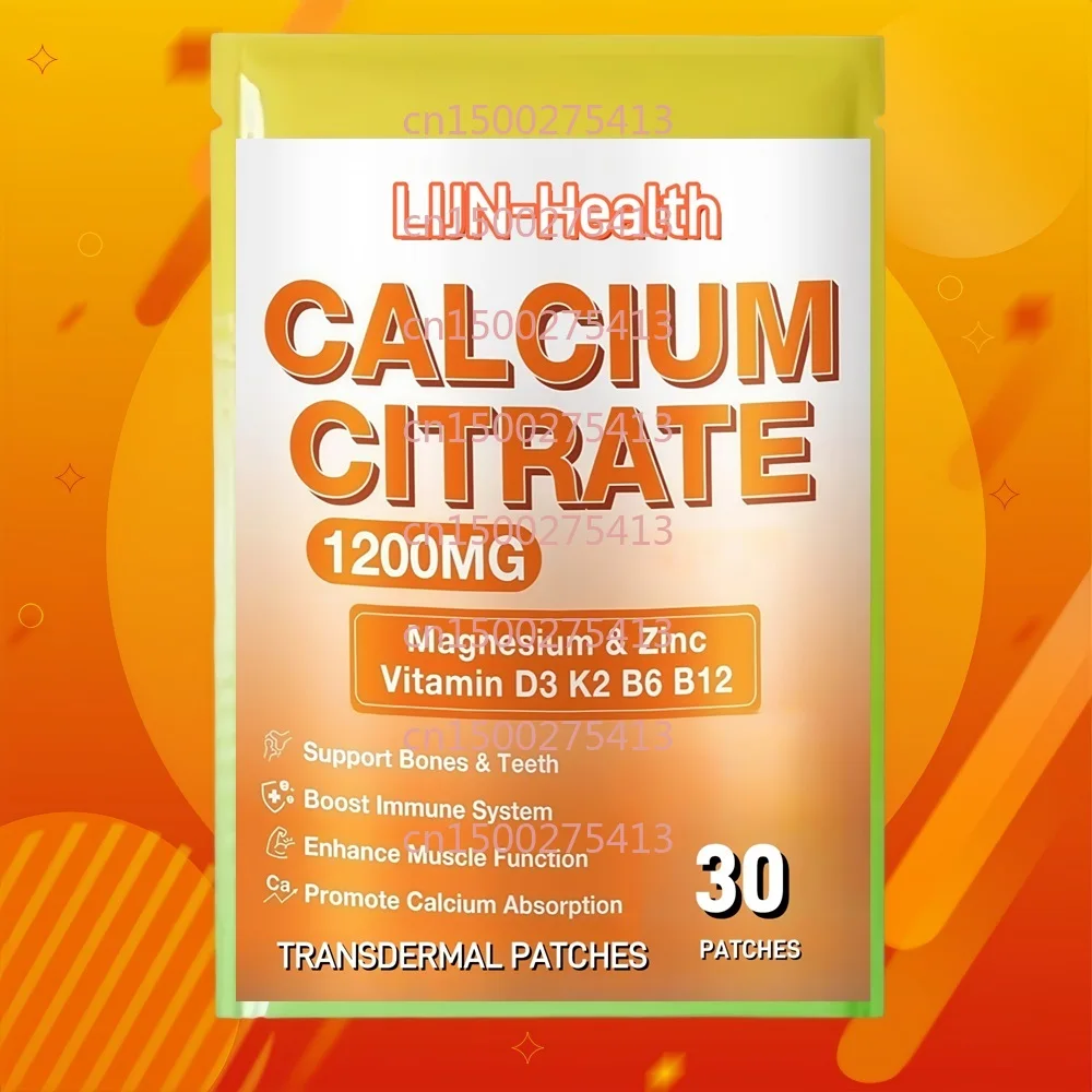 

30 Patches Calcium Citrate Transdermal Patches with Vitamin D3, K2, B6 & B12 for Bones, Muscle & Immune Support