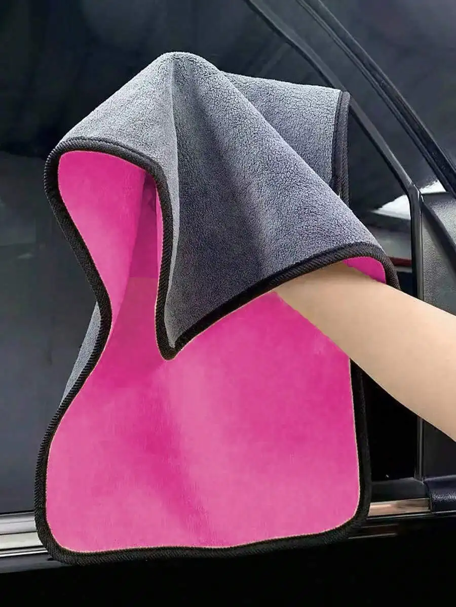 

3pcs 30x30cm Pink Gray Microfiber Car Cleaning Towel Multi-Functional Wash Cloth