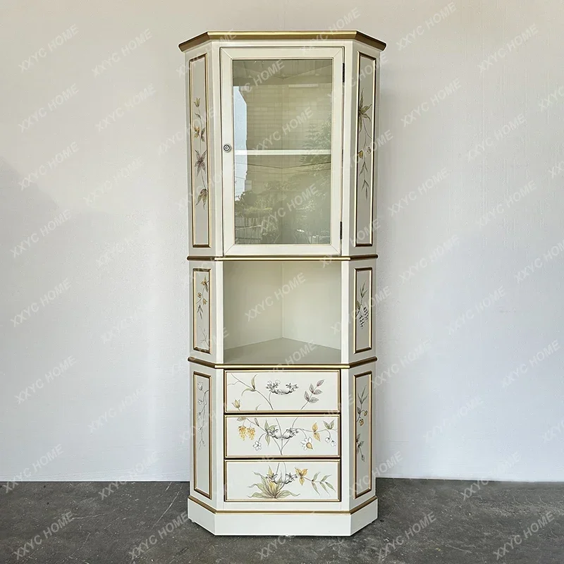 

Corner Cabinet Light Luxury Living Room Entrance Cabinet Painted Triangle Cabinet Hand Painted Art Wind Corner
