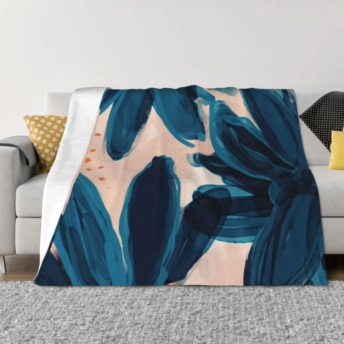 

Watercolor Blue Flowers Throw Blanket Single Sofa Throw Luxury Brand Furry Blankets
