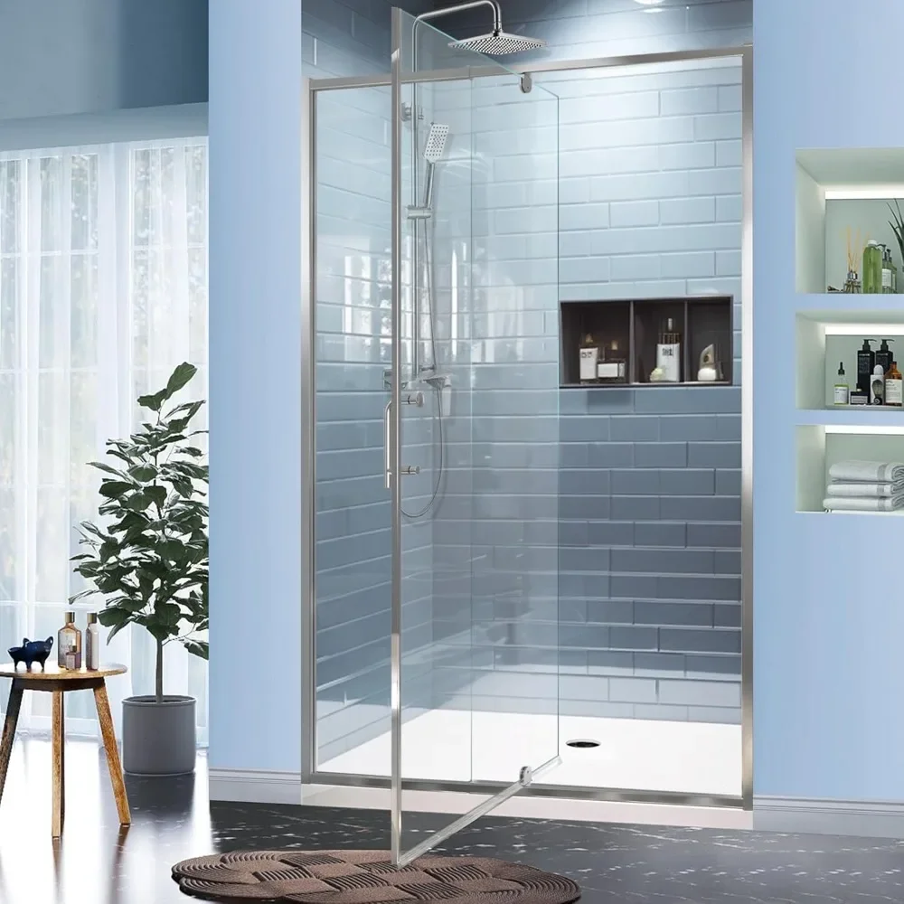 

Shower Doors,44-48" W X 71" H, Piovt Swing Glass Shower Door with 1/4" (6mm) Clear SGCC Tempered Glass, Shower Door