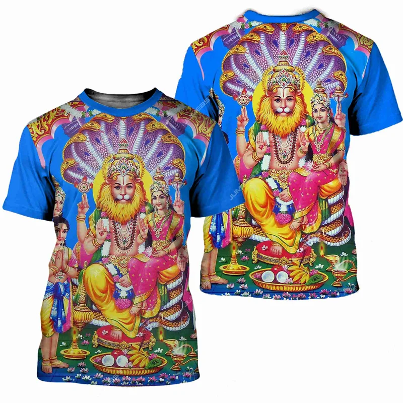 3D Men Hindu Lord God Vishnu T Shirt Goddess Shiva Unisex Street Graphic T-Shirt Vintage YK2 Oversize Shortsleeve Fashion Clothe