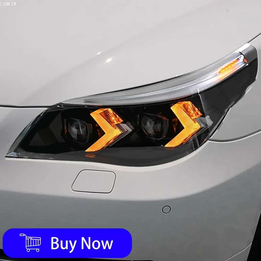 

Для BMW 5 серии E60 2003-2010 светодиодные автоматические фары в сборе, обновление высокого качества, стиль 2025, аксессуары для линз проектора DRL