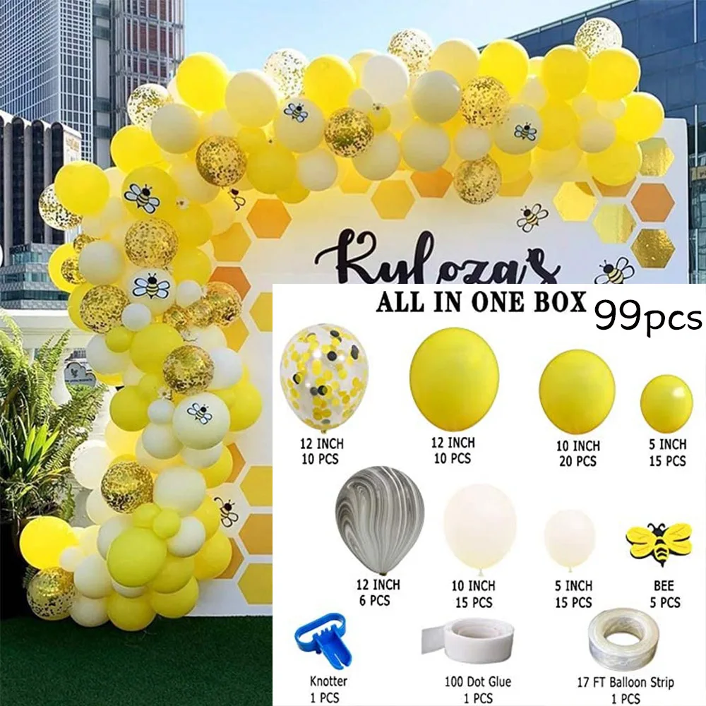 Yellow Balloons Garland Arch Kit Honeybee Theme Gender Reveal Baby Shower Party Supplies Decoration Birthday Wedding Party Decor