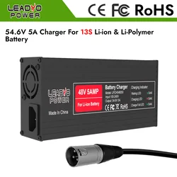 54.6V 5A Battery Charger for 13S Li-ion Hailong Battery Pack 48V Electric Bike Fast Charging Power Supply with XLR 3-Pin Plug