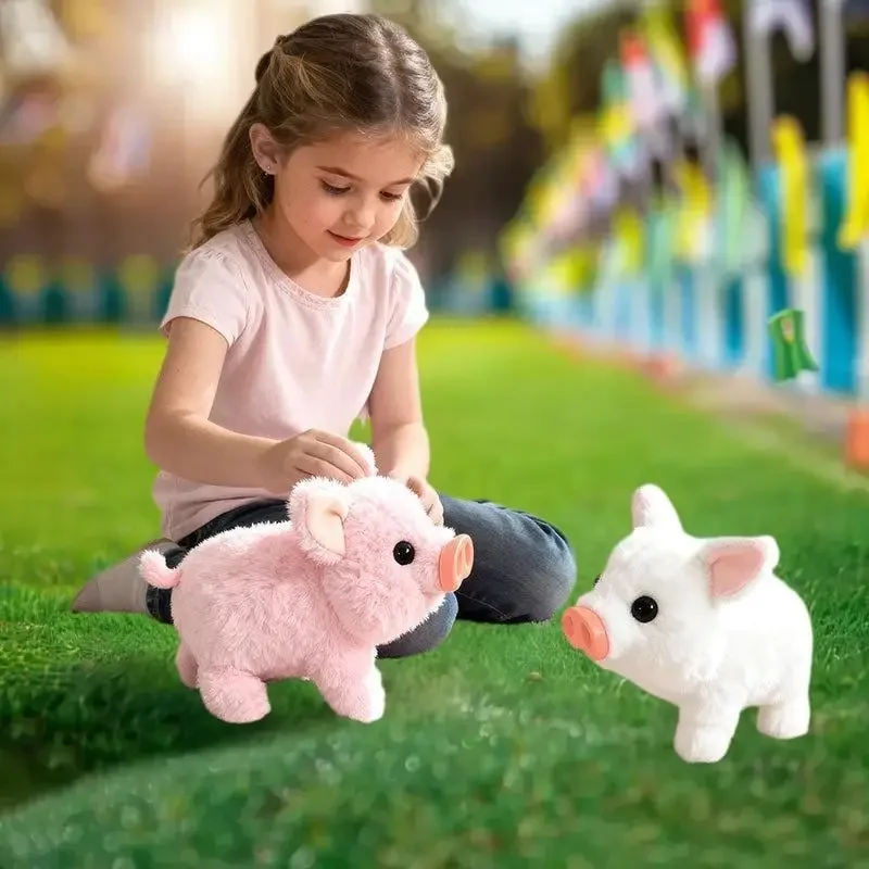 لعبة خنازير كهربائية مقلدة من القطيفة الواقعية يمكن المشي على النباح ألعاب الحيوانات الأليفة الإلكترونية هدايا لطيفة للأطفال #6