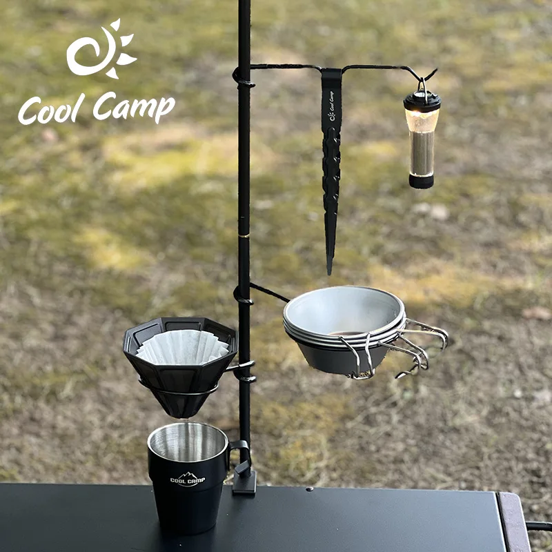 Portable Outdoor Camping Lamp Post Rack Dishware Holder Cup Bowl Coffee Cup Tray Trash Rack Mountaineering Travel Supplies