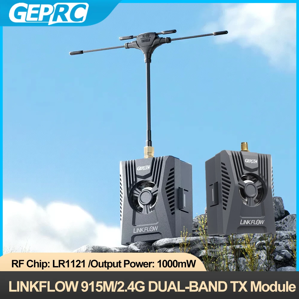 

GEPRC LINKFLOW 915M/2.4G DUAL-BAND TX Module Up To 1000 MW Output Power LR1121 RF Chip TXCO for FPV Quadcopter Freestyle Drone