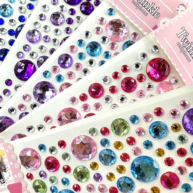 3D Edelstein Diamant Aufkleber Für Kinder Bling Glitter Liebe Herz Runde Acryl Strass Scrapbooking Belohnung Aufkleber Kinder DIY Spielzeug