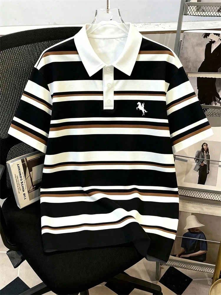 New Summer Collection High-End Men's Polo Shirts Button-Down Collar Short-Sleeve T-Shirts High-End Men's Streetwear