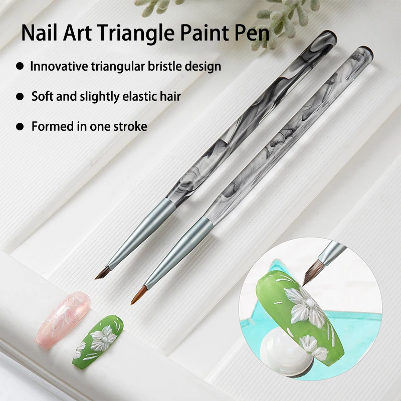 

1Pcs Triangular Painting Brush Nails Art Brush French Lines Stripes Grid Flower Butterfly Triangle Painting Pen Manicure Tools