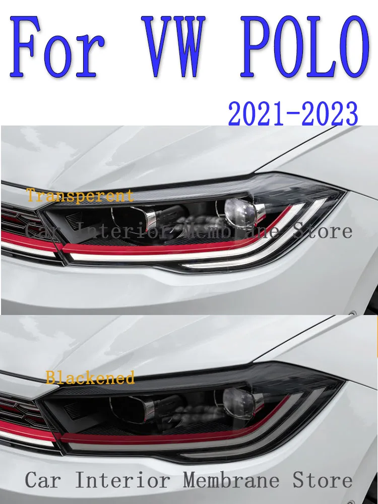 For VW POLO 2021 2022 2023 TPU Car Exterior Headlights Anti-Scratch Protective Film Headlamps Repair Sticker Accessories Refit