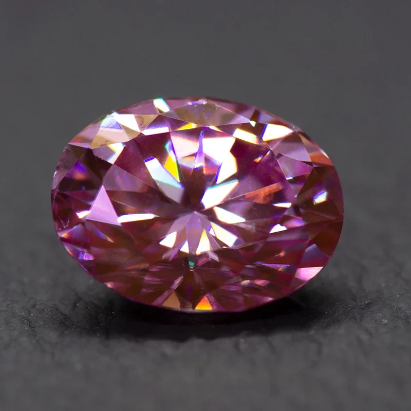 

Moissanite Stone Sakura Pink Colour Oval Cut Lab Created Synthetic Gemstone Passed Diamond Tester Comes with GRA Certificate