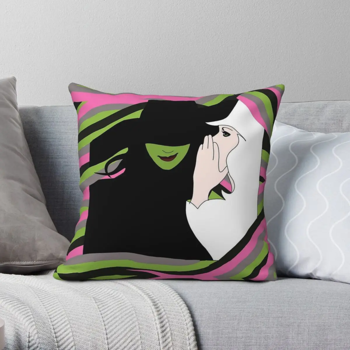 Wicked Album Cover Square Pillowcase Polyester Linen Velvet Pattern Zip Decorative Throw Pillow Case Car Cushion Cover Wholesale