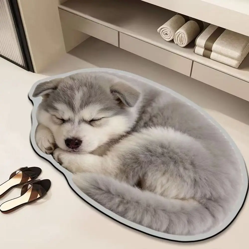 3D Imitation Cashmere Animal Area Rug Anti-fouling Easy to Clean Entryway Door Mat Non-Slip Floor Mat Bedroom Decoration