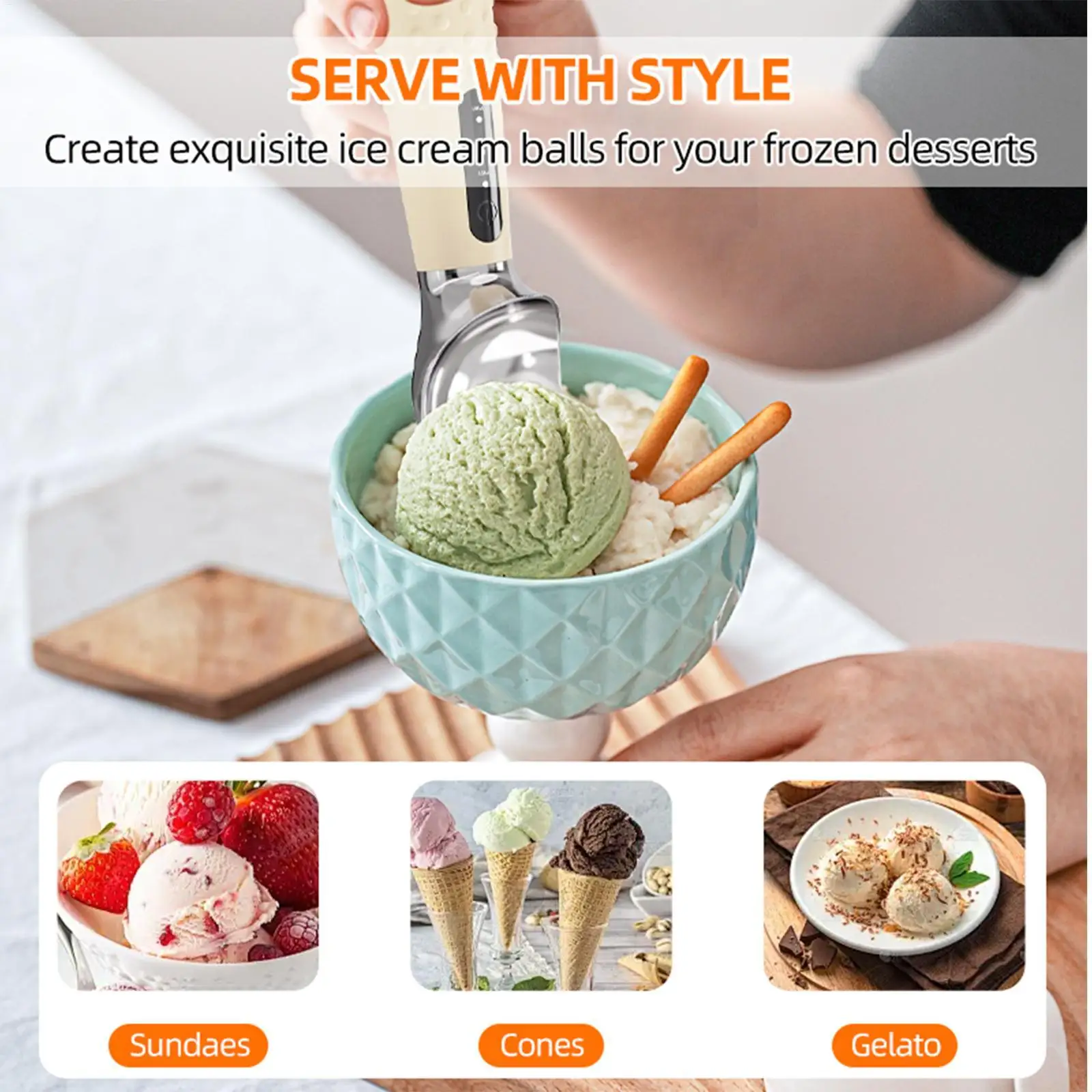 Ice Cream Scoop Electric Dessert Server Electric Warming Scooper For Home Dorm Kitchens Parties Buffets Cupcakes Desserts - view 4