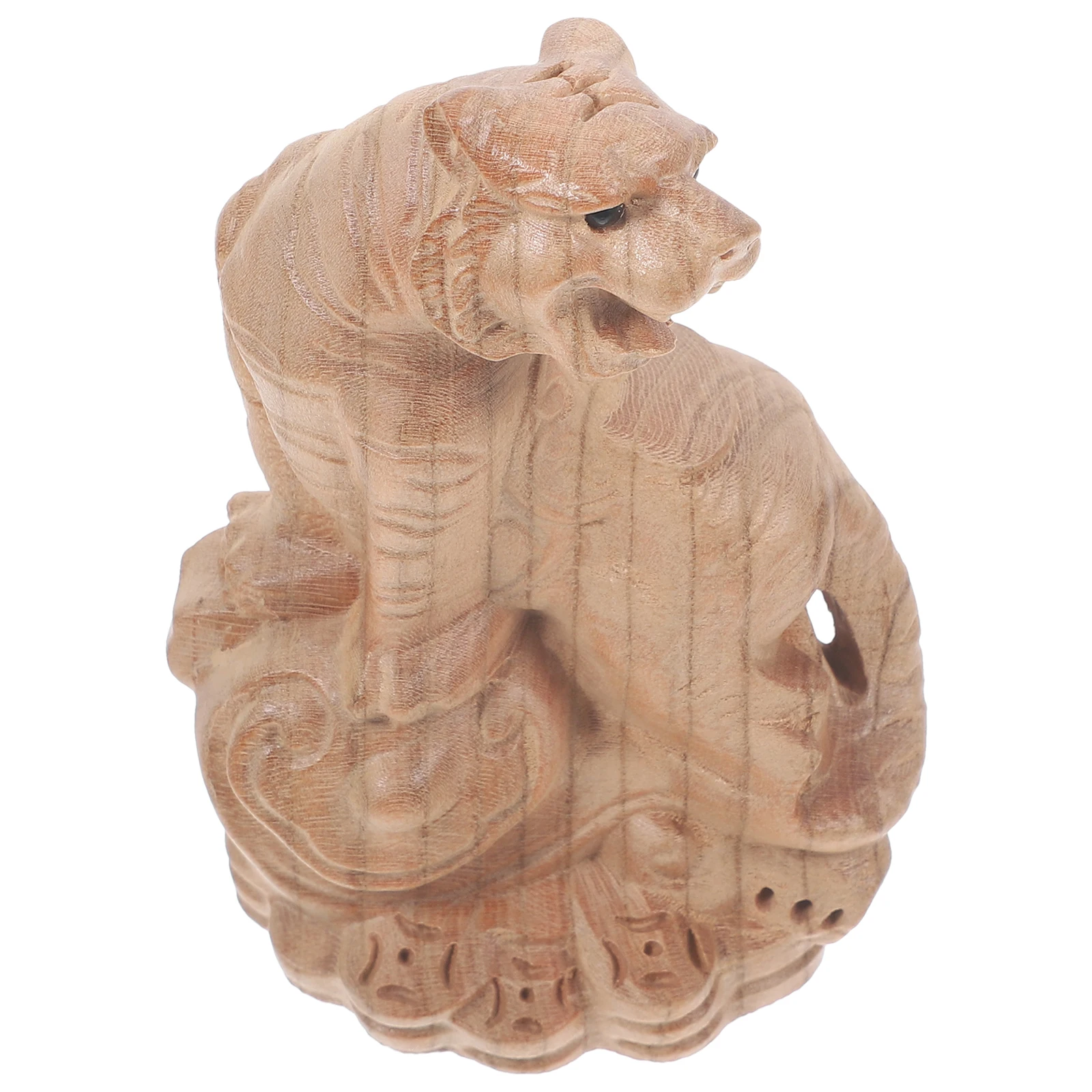 

Cute Mini Zodiac Wooden Carving Small Lightweight Animal Decoration Wood Tiger Desktop Statues Tiger Ornament Home Garden