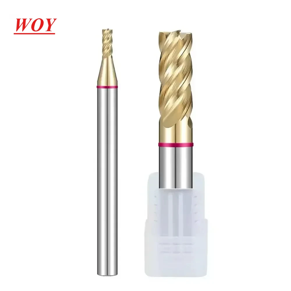 WOY TGP-HRC60 4F Color Circle Flat End Mill Tungsten Steel Carbide Balchals AD Coating  Milling Cutter CNC Mechanical Endmill