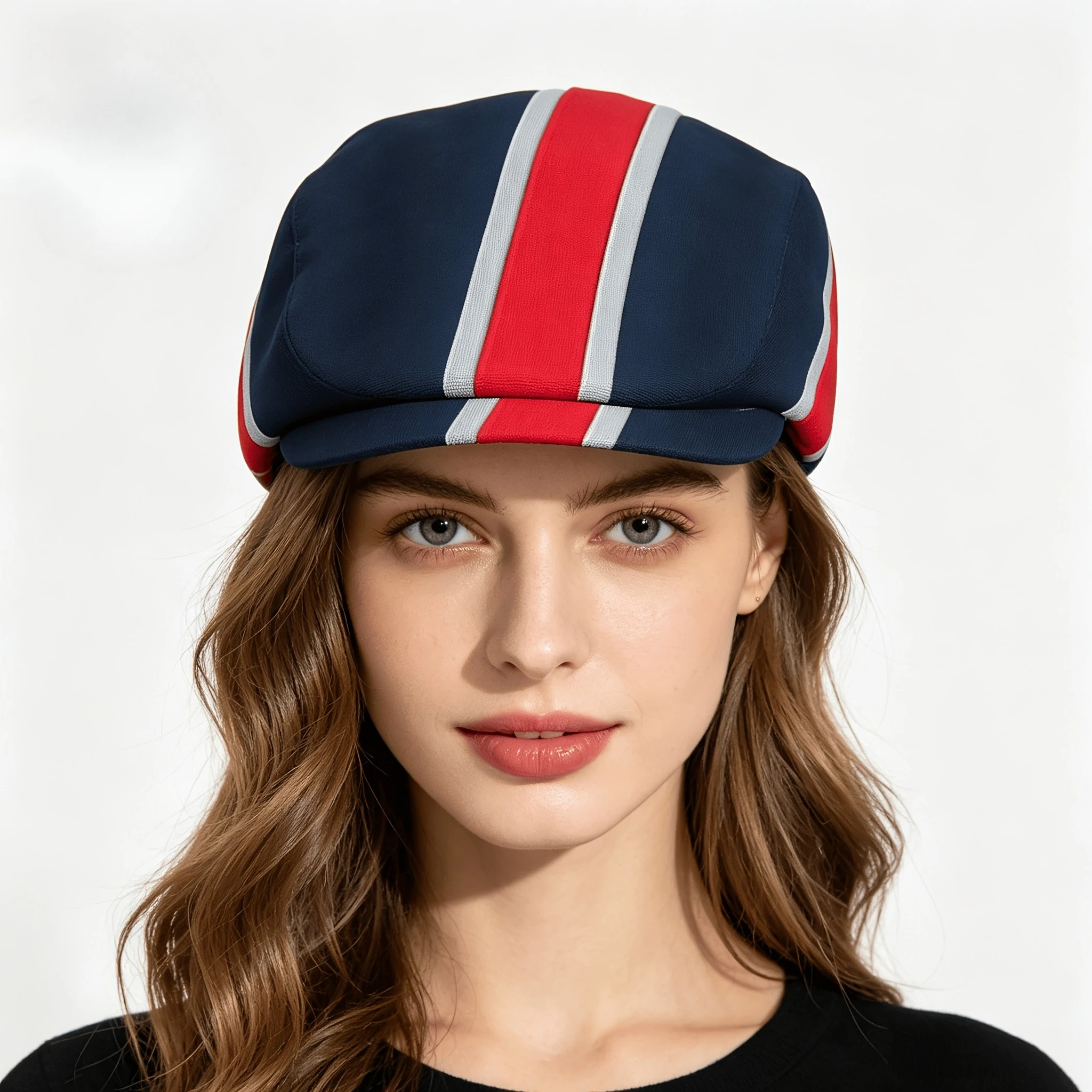 Red White Blue Striped Pattern All-over Print Flat-top Hats for Men and Women, Newsboy Caps, Berets, Irish Hats, Driver Caps, Re