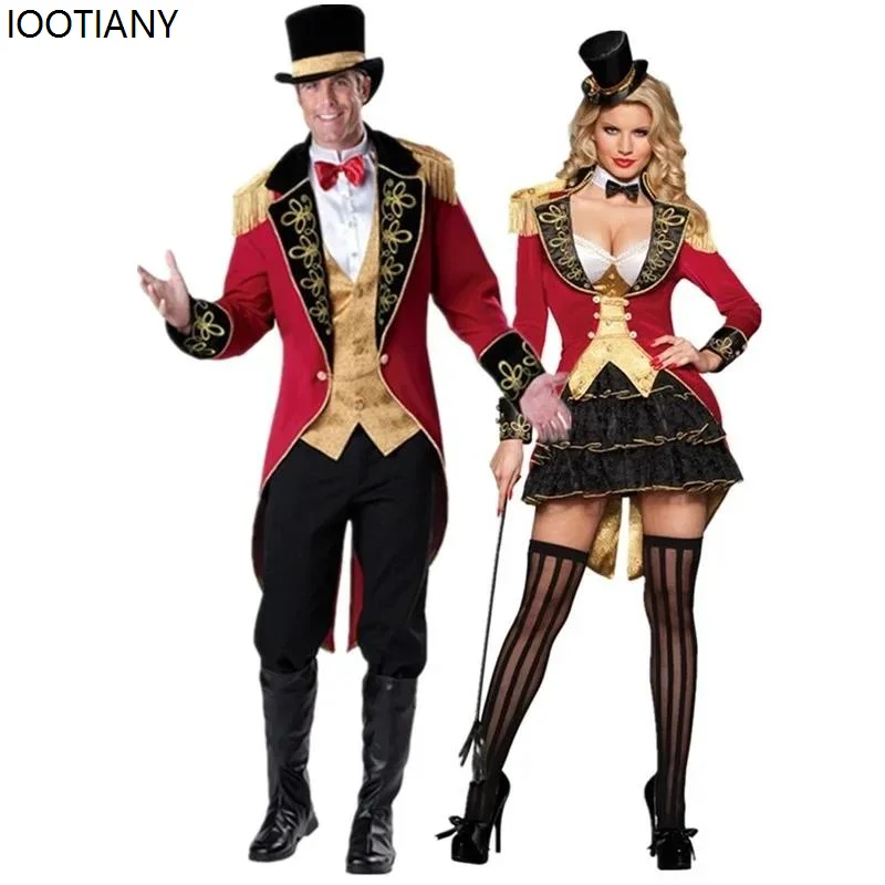 

Halloween Circus Performance Wild Animal Trainer Suit Cosplay Pirate Captain Magician Tuxedo Purim Carnival Couple Evening Dress