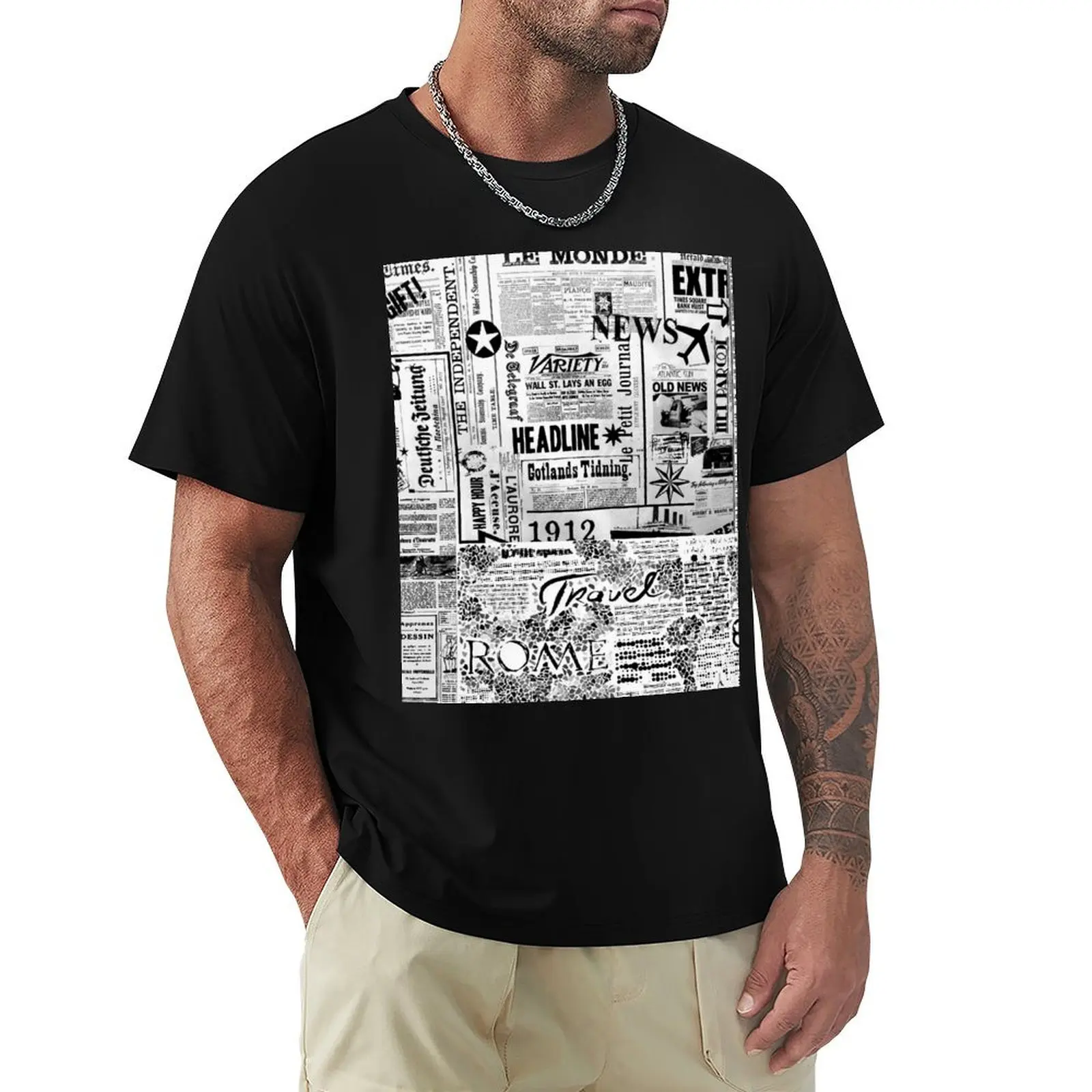 Newspaper And Journal Style T-Shirt t shirts for man slim fit T-Shirt