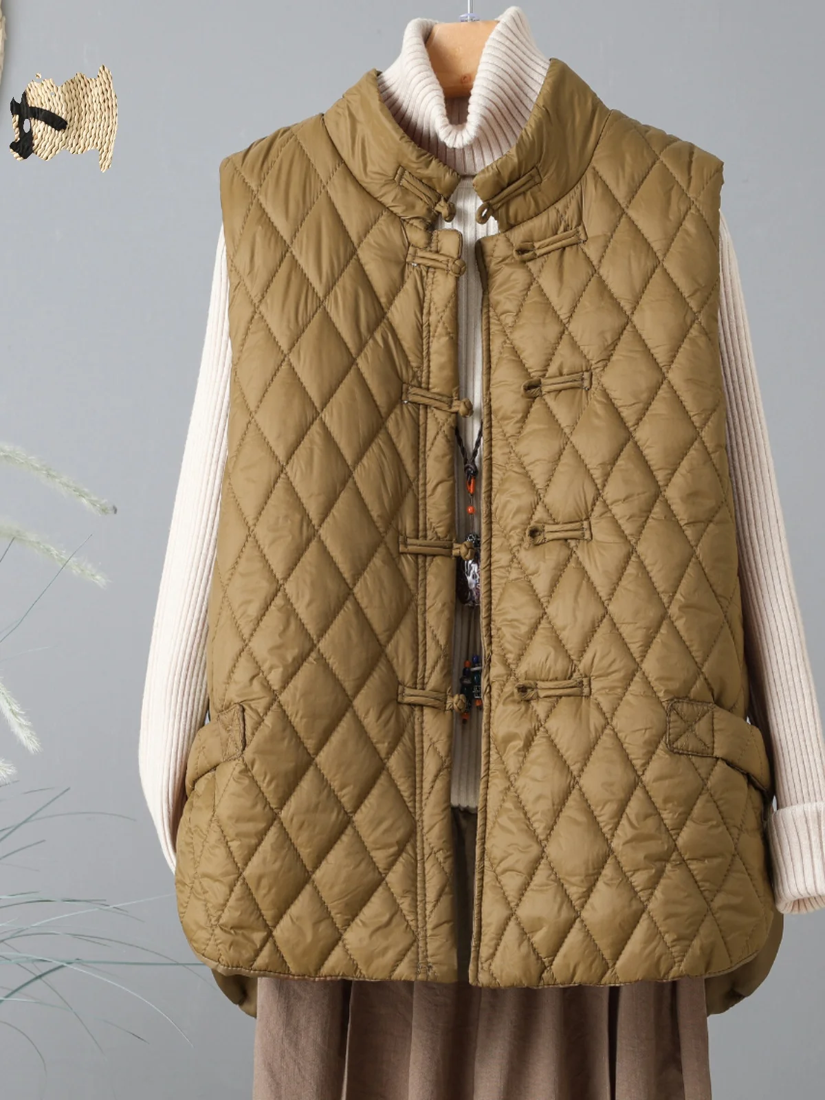 

Autumn Winter Women's Stand Collar Vest Jaet Cotton Lined Outerwear No Brand Commute Sle Single Button Closure Polyester ...