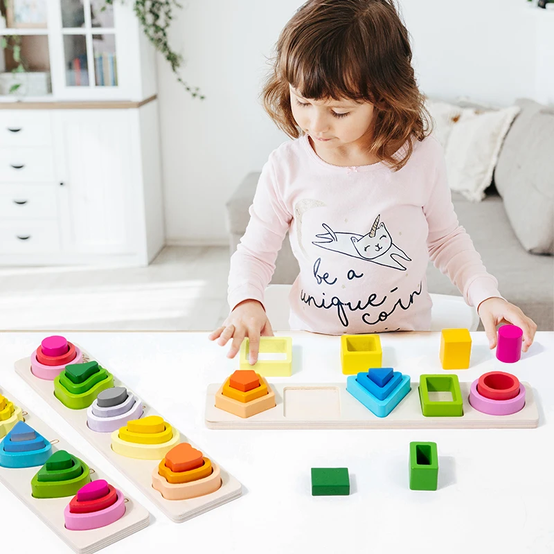 

Stackable Towers Paired with Matching Columns Develops Children's Concentration Color Perception And Fine Motor Skills