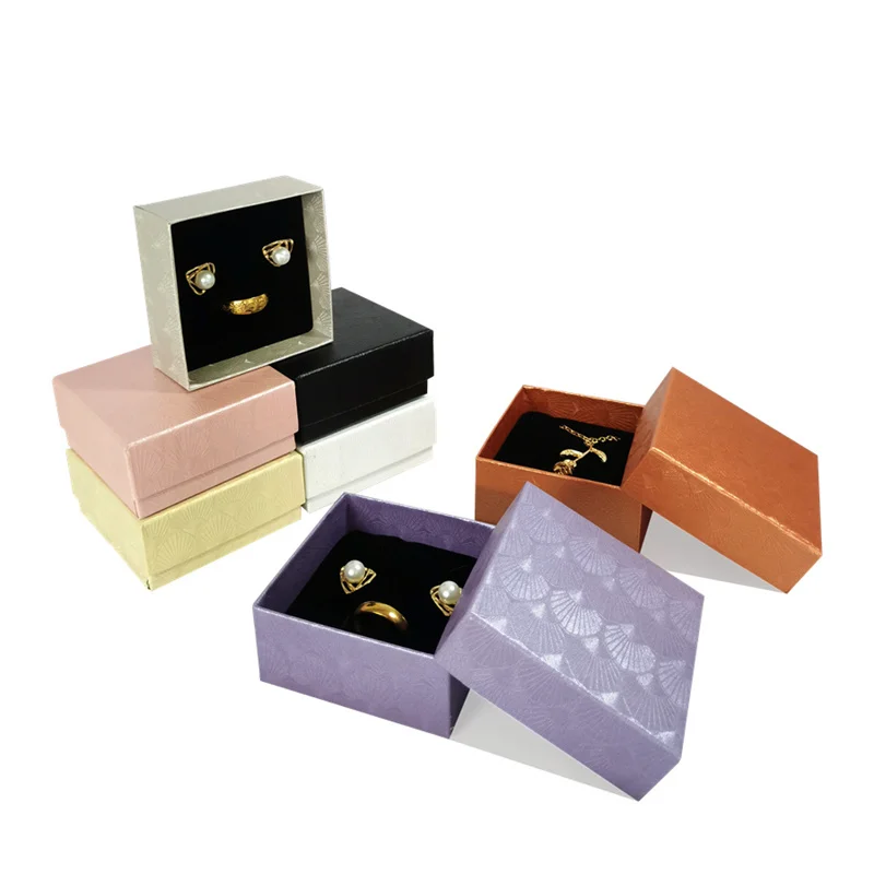 24PCS/ Batch Simple Scallop Pattern Ring Earrings Pendant Jewelry Storage Box Jewelry Gift Packaging Box Storage Box Props
