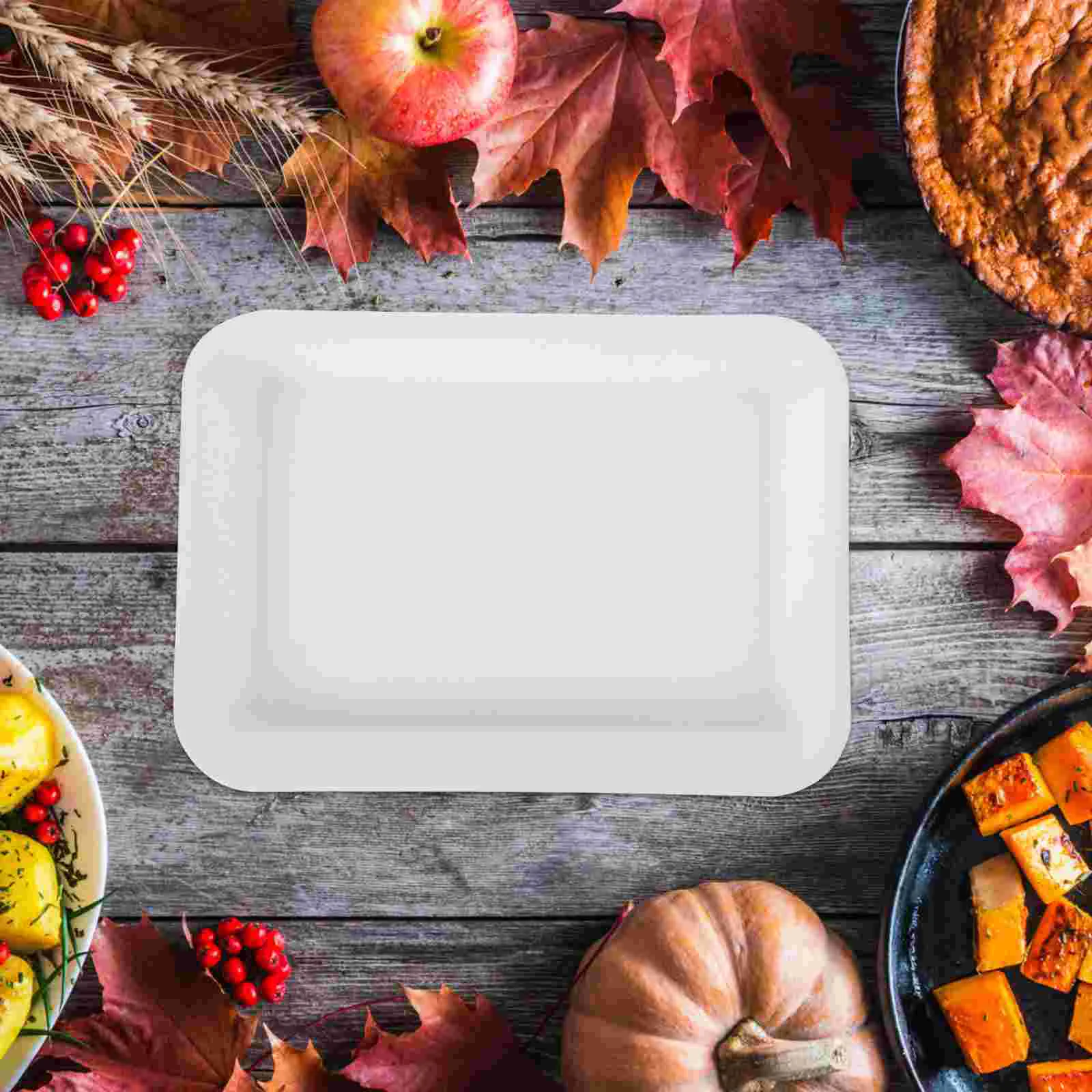 

4 Pcs White Rectangle Food Serving Trays Catering Wedding Decorative Party Restaurant Trays Plastic Non Pads Easy