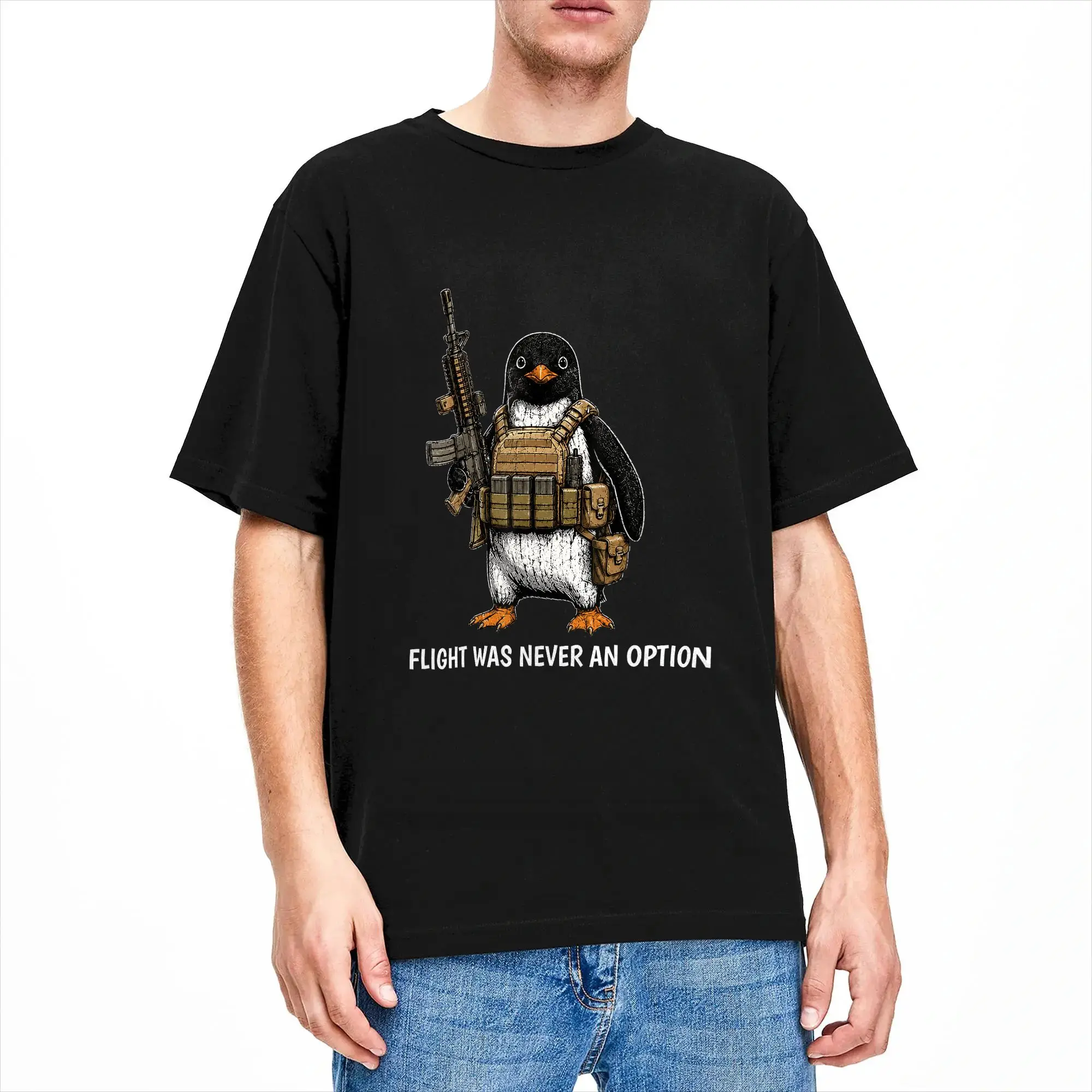 Flight was Never an Option Tactical Penguin Funny Bird Meme T-Shirt Summer  Harajuku T-Shirts Cotton O Neck Oversize Tees