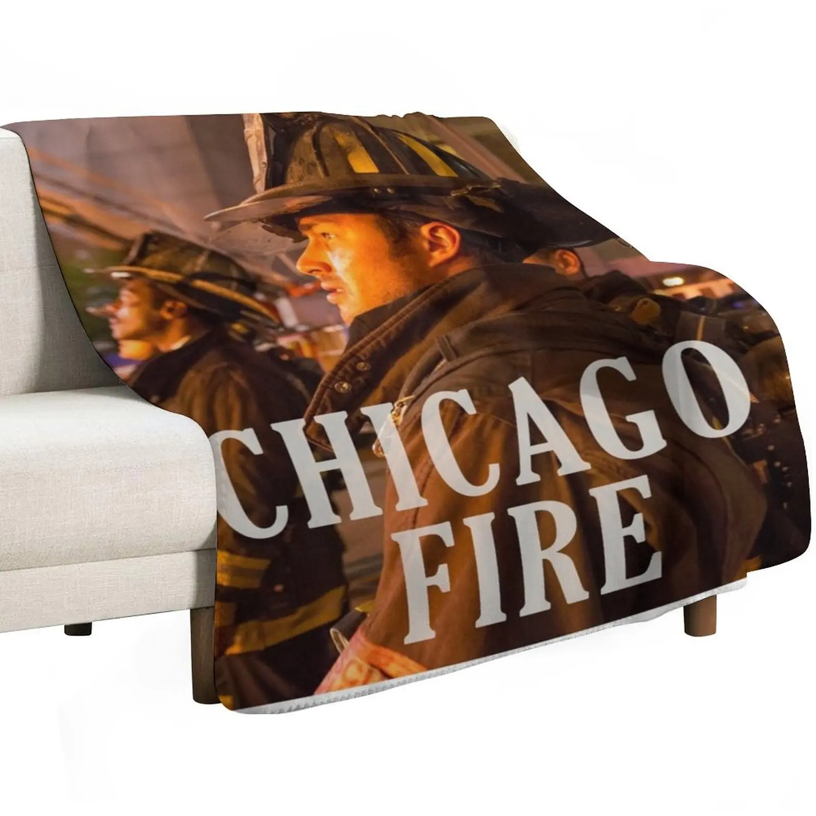 Chicago Fire Fighters Throw Blanket Soft Solid Color Blanket for Couch Bed